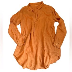 CP Shades Teton Tunic 100% Linen Satsuma Orange Lagenlook Made in USA Coastal
